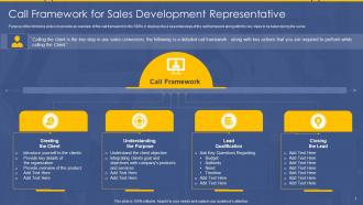 SDR Playbook Call Framework For Sales Development Representative