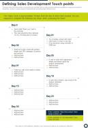 Sdr Playbook Defining Sales Development Touch Points One Pager Sample Example Document