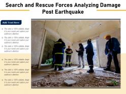 Search and rescue forces analyzing damage post earthquake