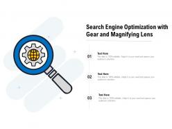 Search engine optimization with gear and magnifying lens