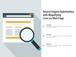 Search engine optimization with magnifying lens on web page