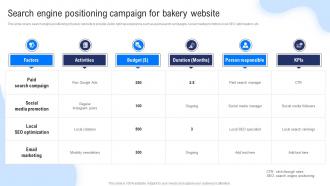 Search Engine Positioning Campaign For Bakery Website