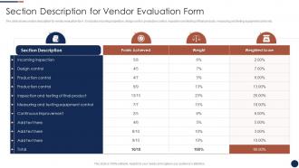 Section Description For Vendor Evaluation Form
