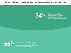 Section divider curve down stats for business products and services