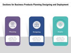 Sections for business products planning designing and deployment