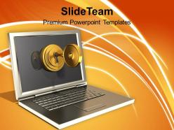 Secured laptop and information technology powerpoint templates ppt themes and graphics 0113