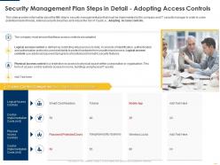 Security access controls implementing security management plan