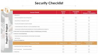 Security checklist project analysis templates bundle ppt slides