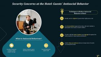 Security Concern Of Guests Antisocial Behavior At A Hotel Training Ppt