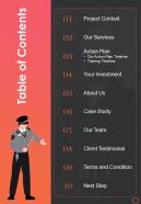 Security Guard Service Proposal Table Of Contents One Pager Sample Example Document