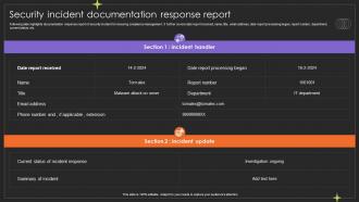 Security Incident Documentation Response Report