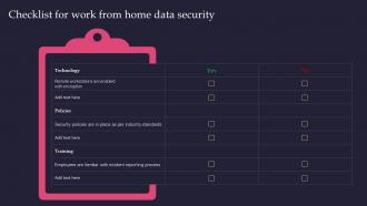 Security Incident Response Playbook Checklist For Work From Home Data Security