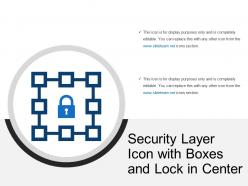 Security layer icon with boxes and lock in center