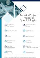 Security Project Proposal Specializing In One Pager Sample Example Document