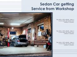 Sedan car getting service from workshop