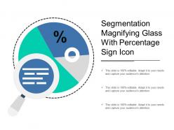 Segmentation magnifying glass with percentage sign icon
