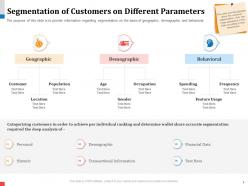 Segmentation of customers on different parameters age data ppt slides