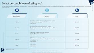 Select Best Mobile Marketing Tool Integrating Mobile Marketing MKT SS V