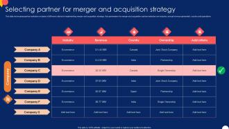 Selecting Partner For Merger And Forward And Backward Integration Strategy SS V