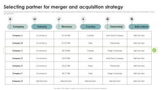 Selecting Partner For Merger Business Diversification Through Different Integration Strategies Strategy SS V