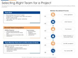 Selecting right team for a project organizational team building program