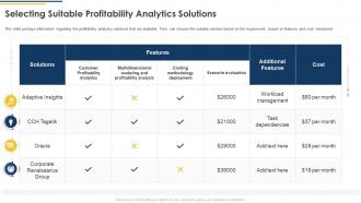 Selecting Suitable Profitability Analytics Solutions Ppt Powerpoint Presentation File Design Templates