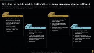 Selecting The Best Model Kotters 8 Step Change Management Plan For Organizational Transitions CM SS Good Aesthatic