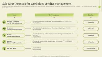 Selecting The Goals For Workplace Conflict Management Workplace Conflict Resolution Managers