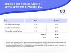 Selection and package costs for sports sponsorship proposal silver ppt outline