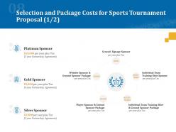 Selection and package costs for sports tournament proposal ppt gridlines