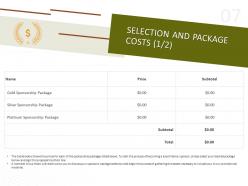 Selection and package costs ppt powerpoint presentation design ideas