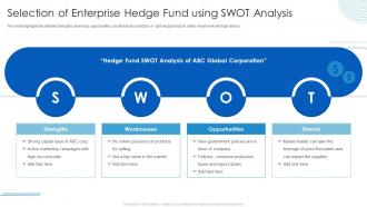 Selection Of Enterprise Hedge Fund Using Swot Analysis Hedge Fund Analysis For Higher Returns