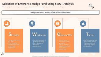 Selection Of Enterprise Hedge Fund Using Swot Analysis Risk And Returns Investment Strategies
