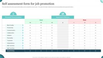 Self Assessment Form For Job Promotion
