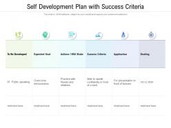 Self development plan with success criteria