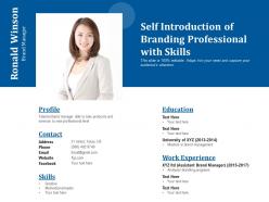 Self introduction of branding professional with skills