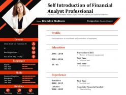 Self introduction of financial analyst professional