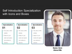 Self introduction specialization with icons and boxes
