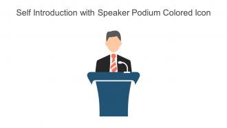 Self Introduction With Speaker Podium Colored Icon In Powerpoint Pptx Png And Editable Eps Format