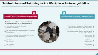 Self Isolation And Returning To The Workplace Protocol Guideline Post Pandemic Business Playbook
