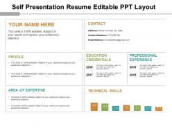 Self presentation resume editable ppt layout