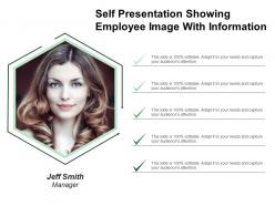 Self presentation showing employee image with information