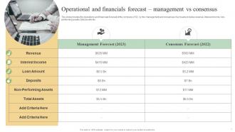 Sell Side Deal Pitchbook Operational And Financials Forecast Management Vs Consensus