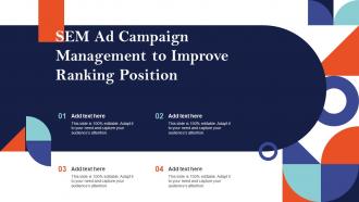 SEM Ad Campaign Management To Improve Ranking Ppt Powerpoint Infographics Slide