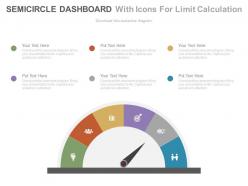 Semicircle dashboard with icons for limit calculation powerpoint slides