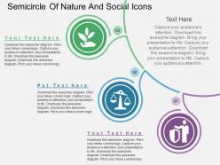 Semicircle of nature and social icons flat powerpoint design