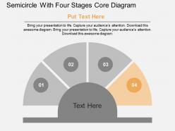 Semicircle with four stages core diagram flat powerpoint design