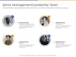 Senior management leadership team post initial public offering equity ppt infographics