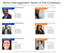 Senior management team of the company mezzanine capital funding pitch deck ppt visual