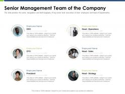 Senior Management Team Of The Company Pitch Deck Raise Funding Post IPO Market Ppt Icon Show